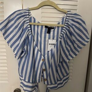 Forever 21 Blue and White Striped Blouse